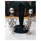 Silver art Deco dangle clip earrings Mark 925