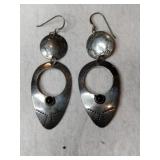 Sterling dangle earrings black onyx Stone Marked
