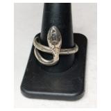 Silver native American snake ring  marked Mexico