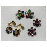 Multicolor rhinestone clip-on earrings