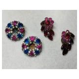 Weiss multicolor and red clip-on earrings