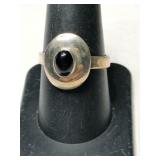 Silver black onyx Ring marked 925 size 8