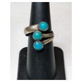 Silver Navajo turquoise Stone ring    signed