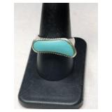 Silver turquoise Ring marked 925 size 9.