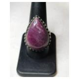 Silver raw pink Ruby ring.  Size 10   .460oz