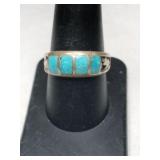 Silver native American turquoise ring  size 8