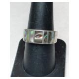 Silver native American shell ring  marked 925