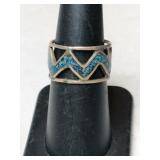 Silver turquoise ring.  Marked 925 Mexico Size