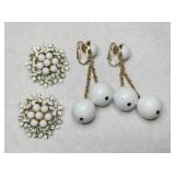 Crown Trifari  and charel Hobe  White enamel