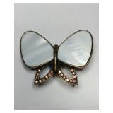 Mother of pearl wings pink rhinestone butterfly