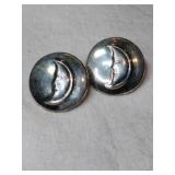 Silver half moon post earrings marked 925.