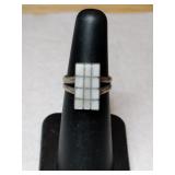 Silver mother of pearl Ring    Size 5  .120oz