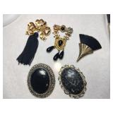 5 gold and silver tone mostly Blackstone brooches