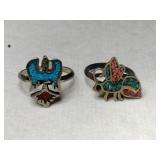 2 native American turquoise rings.  .160oz