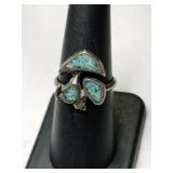 Silver native American turquoise chips  mushroom
