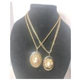 Gold tone Cameo locket necklaces