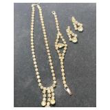 Yellow rhinestone necklace ,bracelet, earrings