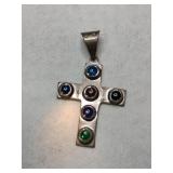 Silver multicolor cross pendants   marked Mexico