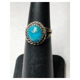 Silver Navajo turquoise Ring size 4   .080oz