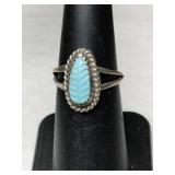 Silver Navajo bluestone Ring size 5.5    .075oz