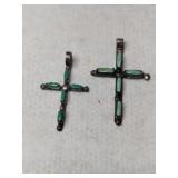 Silver Navajo turquoise cross pendants   .055oz