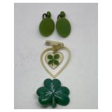 Bake light clip earrings and shamrock pins