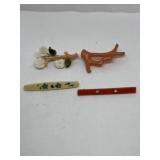 Bakelite tie pins and coral branch brooches