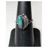 Silver Navajo turquoise Ring size 6 .5 .085oz