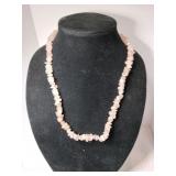 Rose quartz chip beaded necklace
