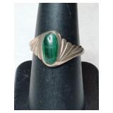 Silver native American green turquoise Stone ring