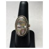 Silver Abalone ring size 6.5     .260oz
