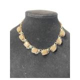 Gold tone gray " moonglow" Lucite link necklace