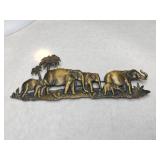 JJ elephant family brass brooch signed