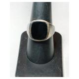 Silver black onyx Ring  Size 8  .250oz  (band