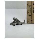 Signed 1984 splashing whale pewter figurine