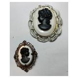 Black and white Cameo brooches