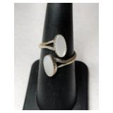 Silver mother of pearl adjustable Ring marked