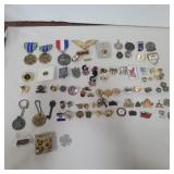 Assorted pins girl scout, military and more