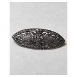 Silver art deco rhinestone brooch marked