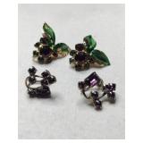 Red with enamel leaves and purple rhinestone