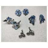 Blue ,light blue ,clear rhinestone clip on