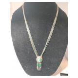 Silver native American Bar beads Fringe pendant