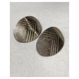 Silver edged post  earrings Marked Sterling.