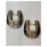 Black onyx /gold tone earrings marked GF