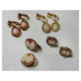 Gold tone dangle  Cameo clip on earrings