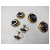 gold tone  Cameo clip-on earrings