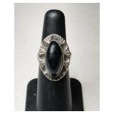 Silver native American black onyx Ring Mark
