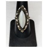 Silver Navajo mother of pearl ring  Size 8