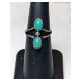 Silver Navaj turquoise Stone ring    size 5