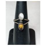 Silver Navajo tiger eye/ mop Stone ring    size 5